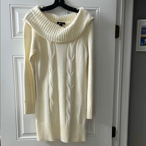 Cream off-the-shoulder Sweaterdress
